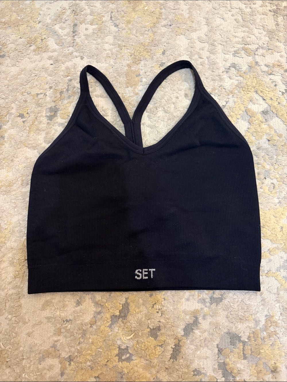 Set Active Black Racerback Ribbed Bralette